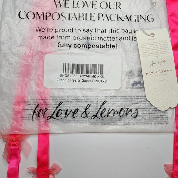 For Love & Lemons Graphic Hearts Garter Embroidered Lingerie Victoria's Secret - Picture 6 of 12